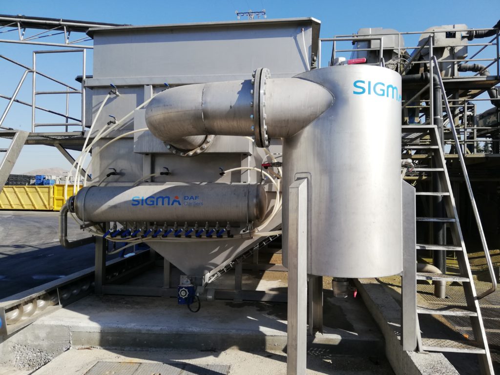 An image of a sigmadaf water clarification system outside
