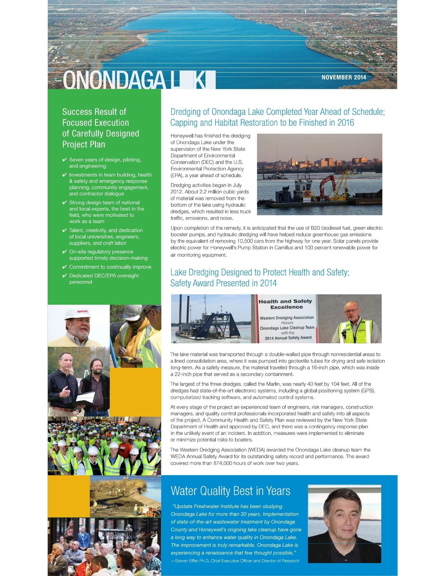 infographic with details about Lake Onondaga cleanup